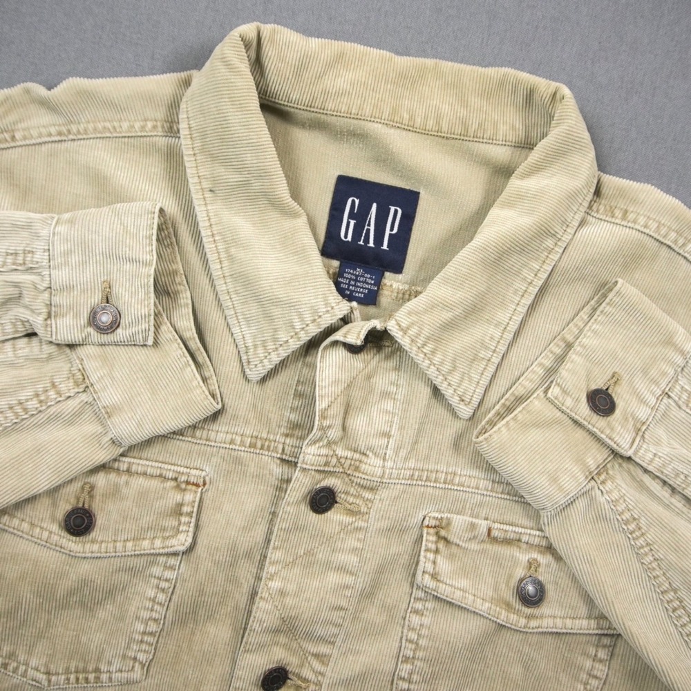 Vintage GAP Mens Corduroy Trucker Jacket XL Cotton Button Front Pockets Retro